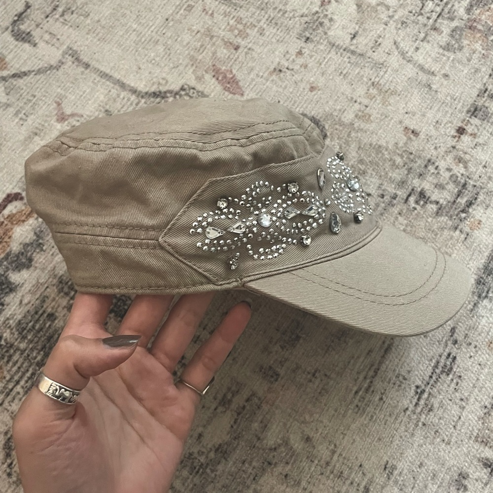 Beige Rhinestone Hat - Picture 3 of 3